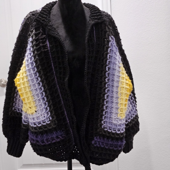 Sela the Yarnweaver Sweaters - Artisanal Elegance: Handcrafted Crocheted Cardigan by Sela the Yarnweaver